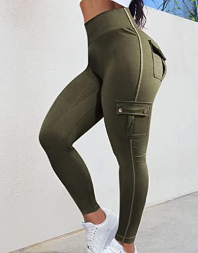 Flamingals Butt Lifting Leggings with Flap Pockets Workout Cargo Leggings for Women - KevRow5760