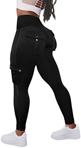 Flamingals Butt Lifting Leggings with Flap Pockets Workout Cargo Leggings for Women - KevRow5760