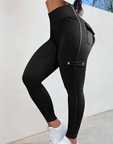 Flamingals Butt Lifting Leggings with Flap Pockets Workout Cargo Leggings for Women - KevRow5760