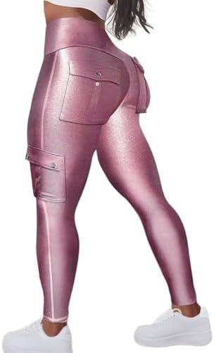 Flamingals Butt Lifting Leggings with Flap Pockets Workout Cargo Leggings for Women - KevRow5760