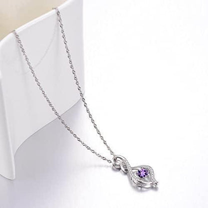 ELDA &amp; CO. Valentines Day Birthday Gifts for Mom Women Endless Love Necklace 925 Sterling Silver with January February Birthstones Garnet Amethyst Jewelry Gifts for Her - KevRow5760