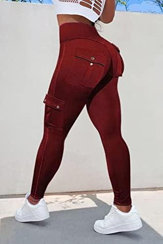 Flamingals Butt Lifting Leggings with Flap Pockets Workout Cargo Leggings for Women - KevRow5760