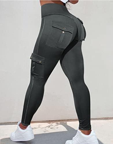 Flamingals Butt Lifting Leggings with Flap Pockets Workout Cargo Leggings for Women - KevRow5760