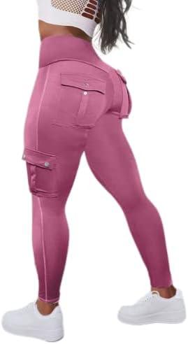 Flamingals Butt Lifting Leggings with Flap Pockets Workout Cargo Leggings for Women - KevRow5760