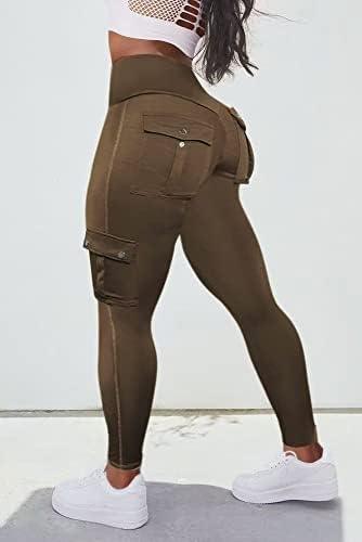 Flamingals Butt Lifting Leggings with Flap Pockets Workout Cargo Leggings for Women - KevRow5760