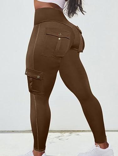 Flamingals Butt Lifting Leggings with Flap Pockets Workout Cargo Leggings for Women - KevRow5760