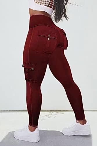 Flamingals Butt Lifting Leggings with Flap Pockets Workout Cargo Leggings for Women - KevRow5760