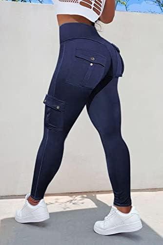 Flamingals Butt Lifting Leggings with Flap Pockets Workout Cargo Leggings for Women - KevRow5760