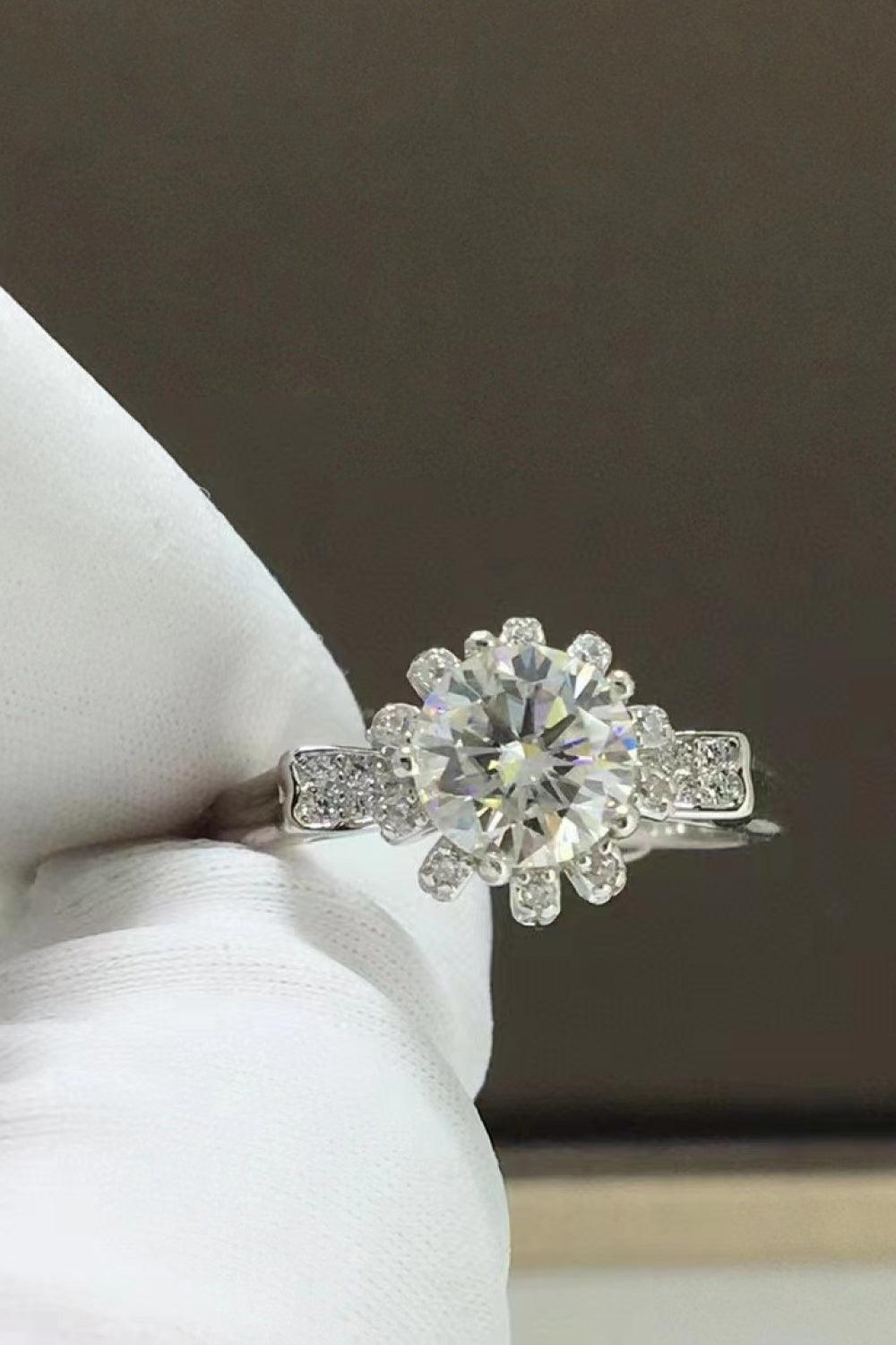 Exquisite Moissanite Engagement Ring with Sparkling Diamond Accents