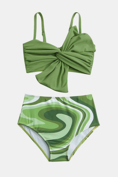 Twisted Spaghetti Strap Two-Piece Swim Set - KevRow5760