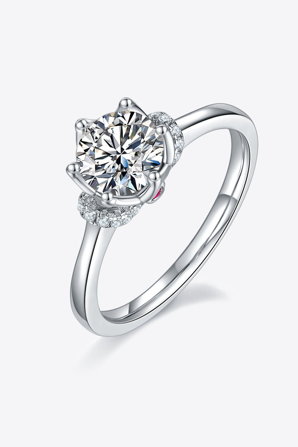 Elegant 1 Carat Moissanite 925 Sterling Silver Engagement Ring with Sparkling Floral Accents