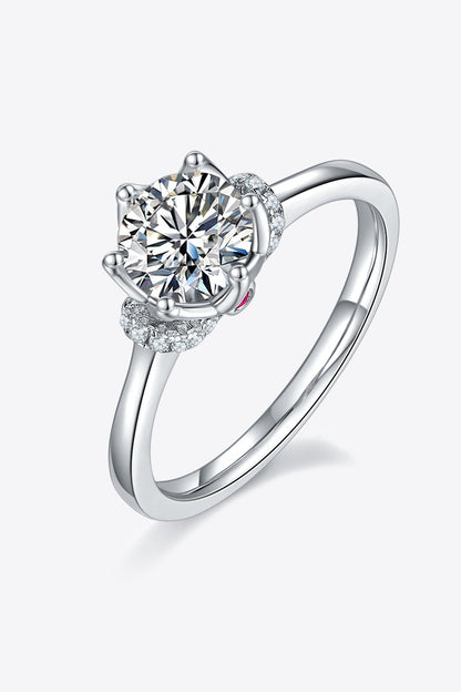 Elegant 1 Carat Moissanite 925 Sterling Silver Engagement Ring with Sparkling Floral Accents