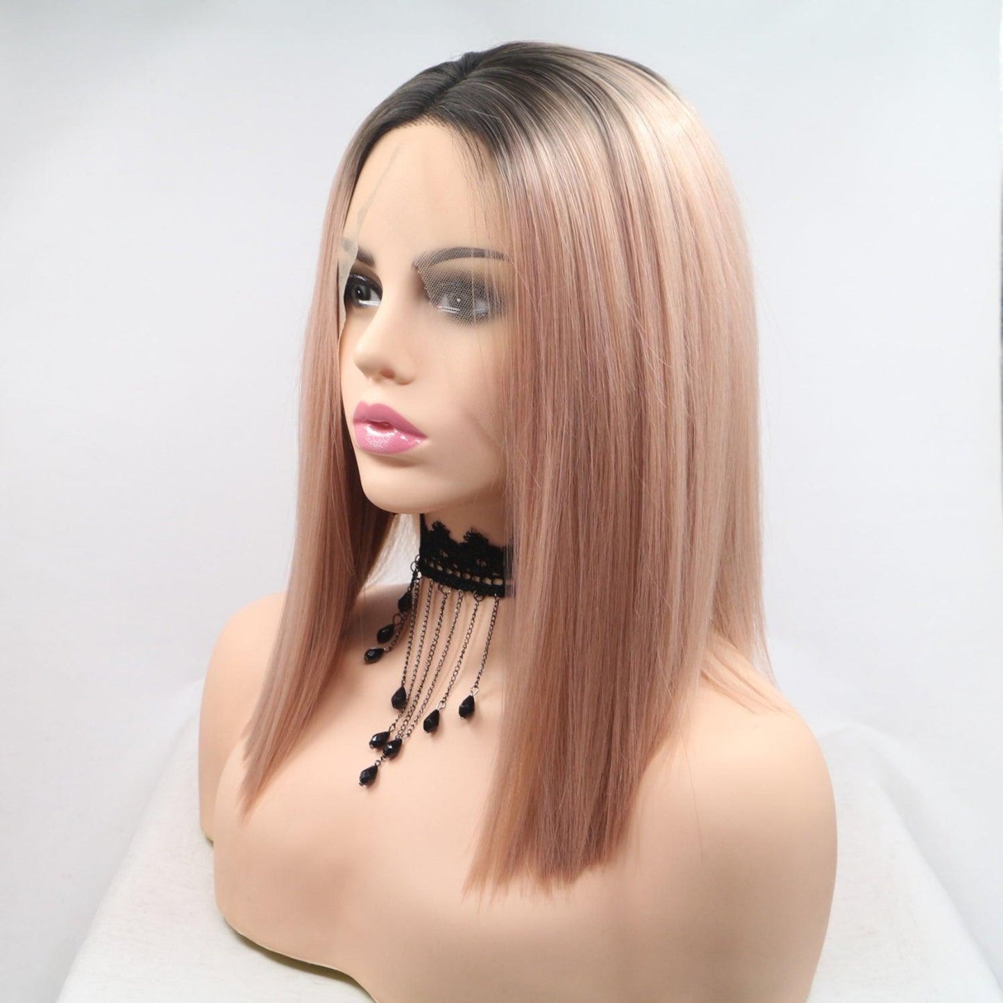 13*3" Lace Front Wigs Synthetic Mid-length Straight 12" 130% Density - KevRow5760