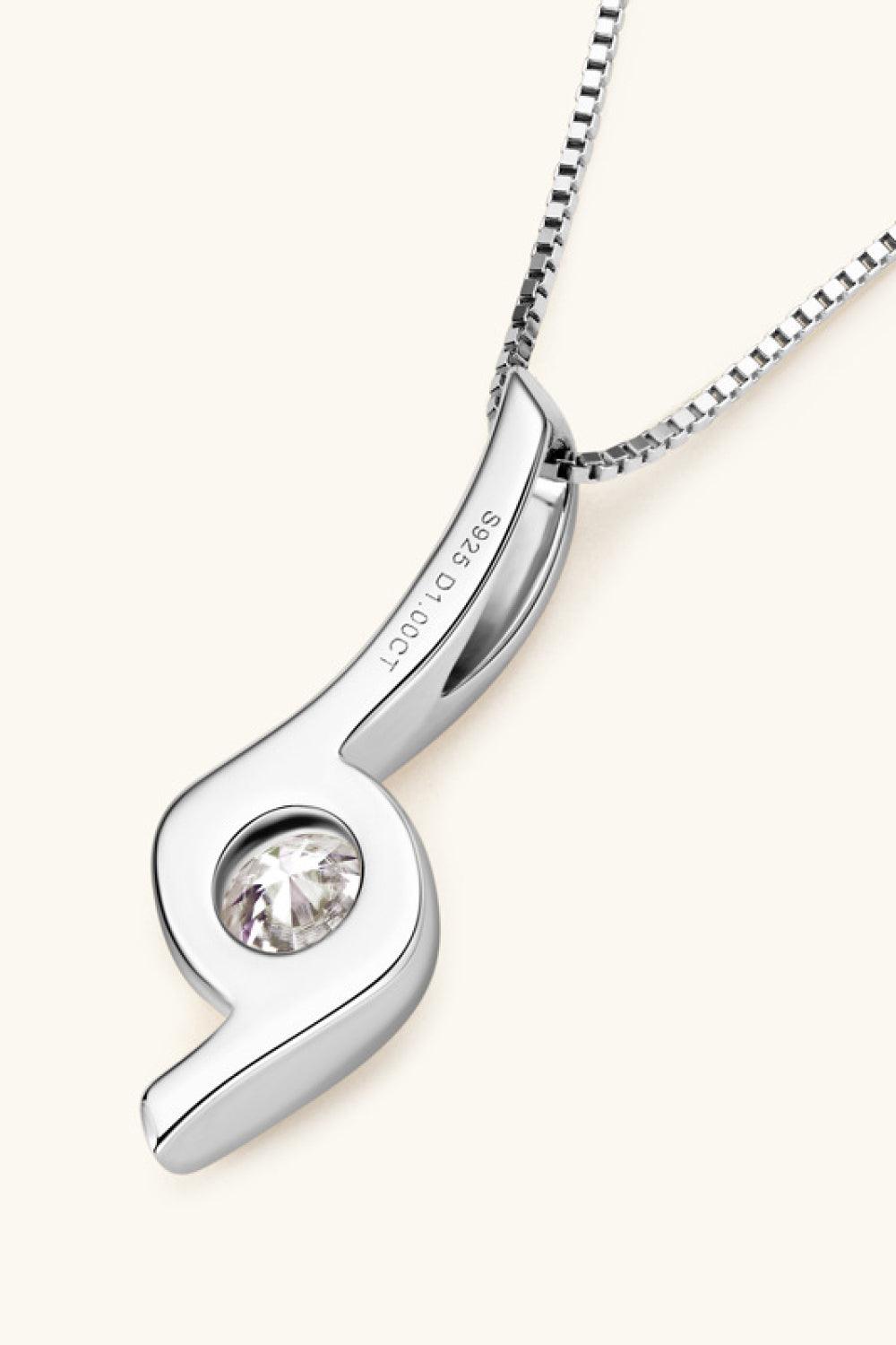 Elegant 1 Carat Moissanite 925 Sterling Silver Necklace with Sparkling Pendant on White Background