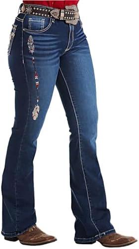 Flamingals Butt Lifting Jeans for Women Trendy Tummy Control Jeans Stretch Boot Cut Jeans Denim Pants - KevRow5760