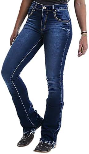 Flamingals Butt Lifting Jeans for Women Trendy Tummy Control Jeans Stretch Boot Cut Jeans Denim Pants - KevRow5760