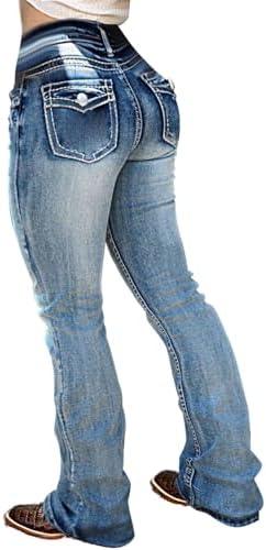 Flamingals Butt Lifting Jeans for Women Trendy Tummy Control Jeans Stretch Boot Cut Jeans Denim Pants - KevRow5760