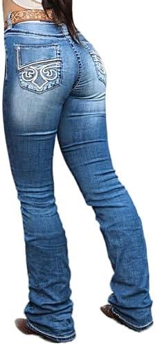 Flamingals Butt Lifting Jeans for Women Trendy Tummy Control Jeans Stretch Boot Cut Jeans Denim Pants - KevRow5760