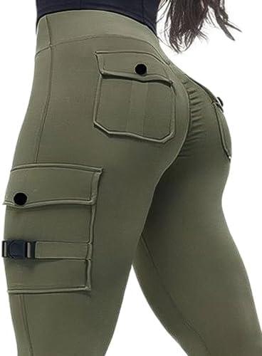 Flamingals Butt Lifting Leggings with Flap Pockets Workout Cargo Leggings for Women - KevRow5760