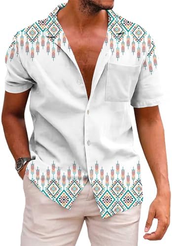 KYKU Aztec Tribal Ethnic Men's Resort Hawaiian 3D Printed Shirt - Vibrant Summer Style for Outdoor Vacation