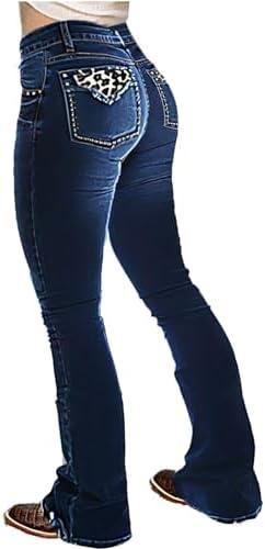 Flamingals Butt Lifting Jeans for Women Trendy Tummy Control Jeans Stretch Boot Cut Jeans Denim Pants - KevRow5760