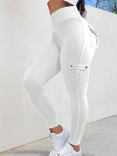 Flamingals Butt Lifting Leggings with Flap Pockets Workout Cargo Leggings for Women - KevRow5760