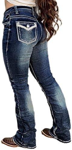 Flamingals Butt Lifting Jeans for Women Trendy Tummy Control Jeans Stretch Boot Cut Jeans Denim Pants - KevRow5760