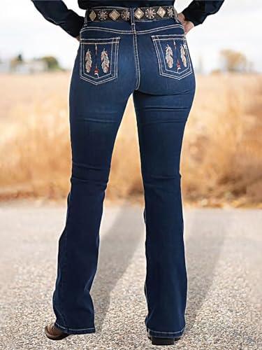 Flamingals Butt Lifting Jeans for Women Trendy Tummy Control Jeans Stretch Boot Cut Jeans Denim Pants - KevRow5760