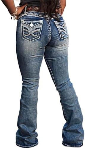 Flamingals Butt Lifting Jeans for Women Trendy Tummy Control Jeans Stretch Boot Cut Jeans Denim Pants - KevRow5760