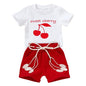 YOUNGER TREE Toddler Baby Girls Clothes Watermelon T-shirt + Linen Shorts with Belt Cute Summer Short Set