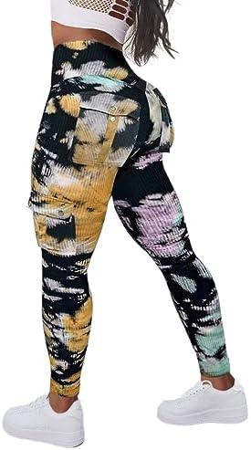 Flamingals Butt Lifting Leggings with Flap Pockets Workout Cargo Leggings for Women - KevRow5760