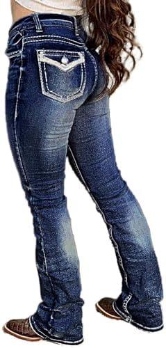 Flamingals Butt Lifting Jeans for Women Trendy Tummy Control Jeans Stretch Boot Cut Jeans Denim Pants - KevRow5760