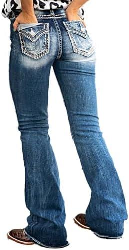 Flamingals Butt Lifting Jeans for Women Trendy Tummy Control Jeans Stretch Boot Cut Jeans Denim Pants - KevRow5760