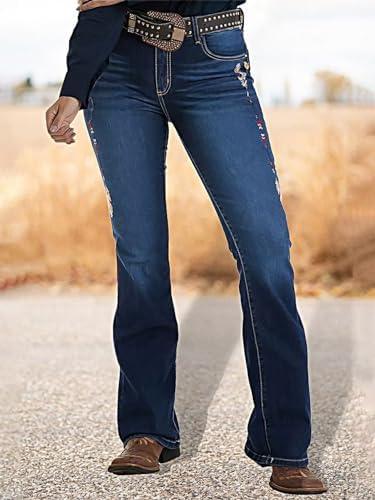 Flamingals Butt Lifting Jeans for Women Trendy Tummy Control Jeans Stretch Boot Cut Jeans Denim Pants - KevRow5760