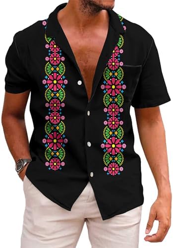 KYKU Aztec Tribal Ethnic Men's Resort Hawaiian 3D Printed Shirt - Vibrant Summer Style for Outdoor Vacation