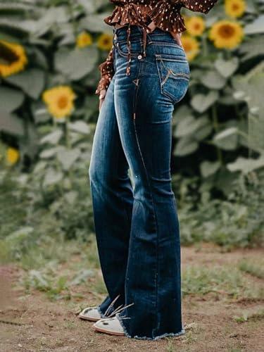 Flamingals Butt Lifting Jeans for Women Trendy Tummy Control Jeans Stretch Boot Cut Jeans Denim Pants - KevRow5760