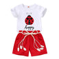 YOUNGER TREE Toddler Baby Girls Clothes Watermelon T-shirt + Linen Shorts with Belt Cute Summer Short Set