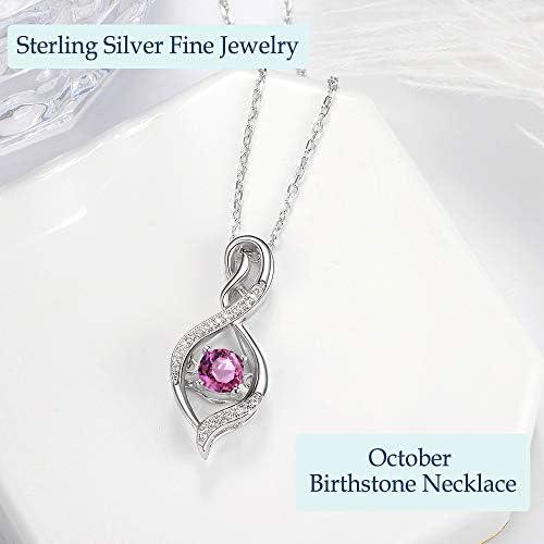 ELDA &amp; CO. Valentines Day Birthday Gifts for Mom Women Endless Love Necklace 925 Sterling Silver with January February Birthstones Garnet Amethyst Jewelry Gifts for Her - KevRow5760