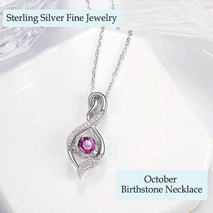 ELDA &amp; CO. Valentines Day Birthday Gifts for Mom Women Endless Love Necklace 925 Sterling Silver with January February Birthstones Garnet Amethyst Jewelry Gifts for Her - KevRow5760