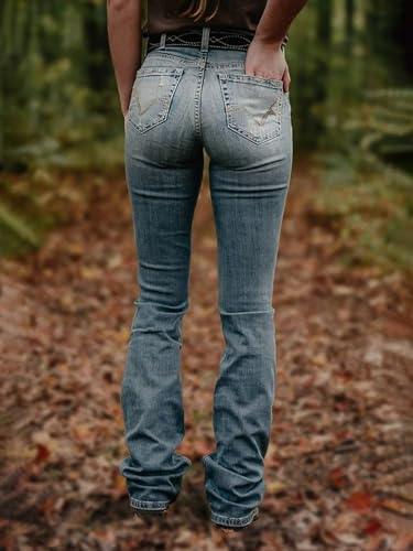 Flamingals Butt Lifting Jeans for Women Trendy Tummy Control Jeans Stretch Boot Cut Jeans Denim Pants - KevRow5760