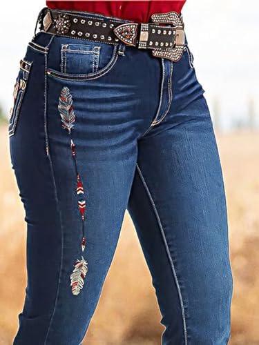 Flamingals Butt Lifting Jeans for Women Trendy Tummy Control Jeans Stretch Boot Cut Jeans Denim Pants - KevRow5760