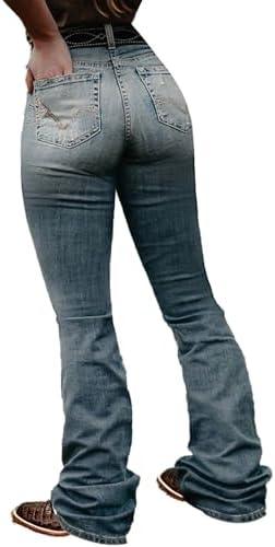 Flamingals Butt Lifting Jeans for Women Trendy Tummy Control Jeans Stretch Boot Cut Jeans Denim Pants - KevRow5760