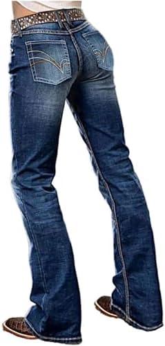 Flamingals Butt Lifting Jeans for Women Trendy Tummy Control Jeans Stretch Boot Cut Jeans Denim Pants - KevRow5760