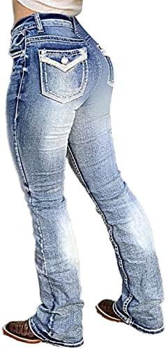 Flamingals Butt Lifting Jeans for Women Trendy Tummy Control Jeans Stretch Boot Cut Jeans Denim Pants - KevRow5760