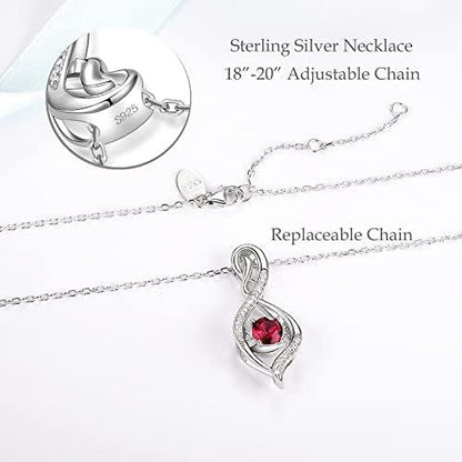 ELDA &amp; CO. Valentines Day Birthday Gifts for Mom Women Endless Love Necklace 925 Sterling Silver with January February Birthstones Garnet Amethyst Jewelry Gifts for Her - KevRow5760