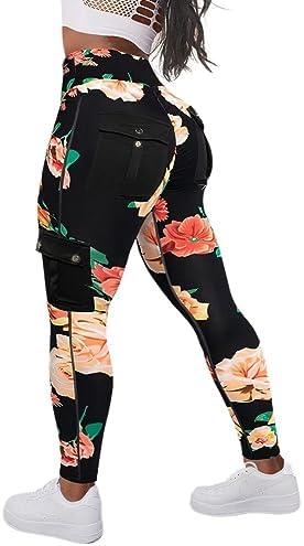 Flamingals Butt Lifting Leggings with Flap Pockets Workout Cargo Leggings for Women - KevRow5760