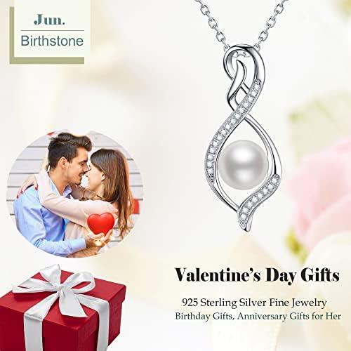 ELDA &amp; CO. Valentines Day Birthday Gifts for Mom Women Endless Love Necklace 925 Sterling Silver with January February Birthstones Garnet Amethyst Jewelry Gifts for Her - KevRow5760