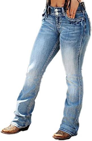 Flamingals Butt Lifting Jeans for Women Trendy Tummy Control Jeans Stretch Boot Cut Jeans Denim Pants - KevRow5760