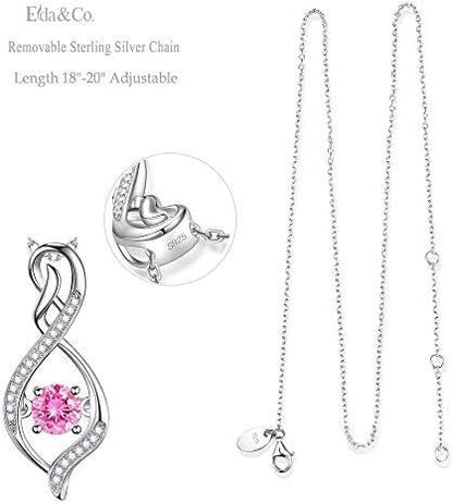 ELDA &amp; CO. Valentines Day Birthday Gifts for Mom Women Endless Love Necklace 925 Sterling Silver with January February Birthstones Garnet Amethyst Jewelry Gifts for Her - KevRow5760