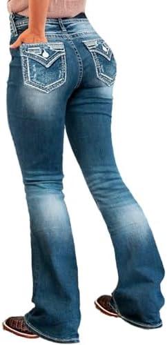 Flamingals Butt Lifting Jeans for Women Trendy Tummy Control Jeans Stretch Boot Cut Jeans Denim Pants - KevRow5760